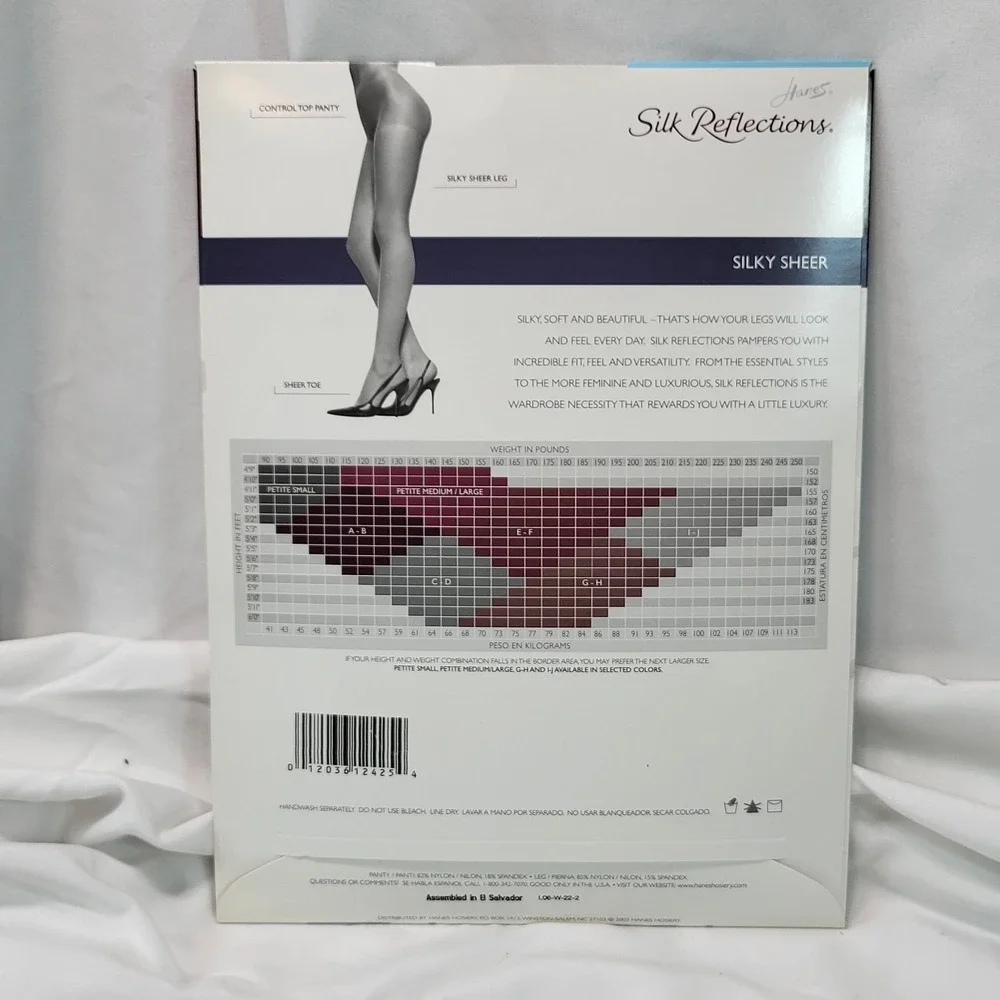Hanes Silk Reflections Control Top Sandalfoot Pantyhose Style 717 Taupe Size E-F